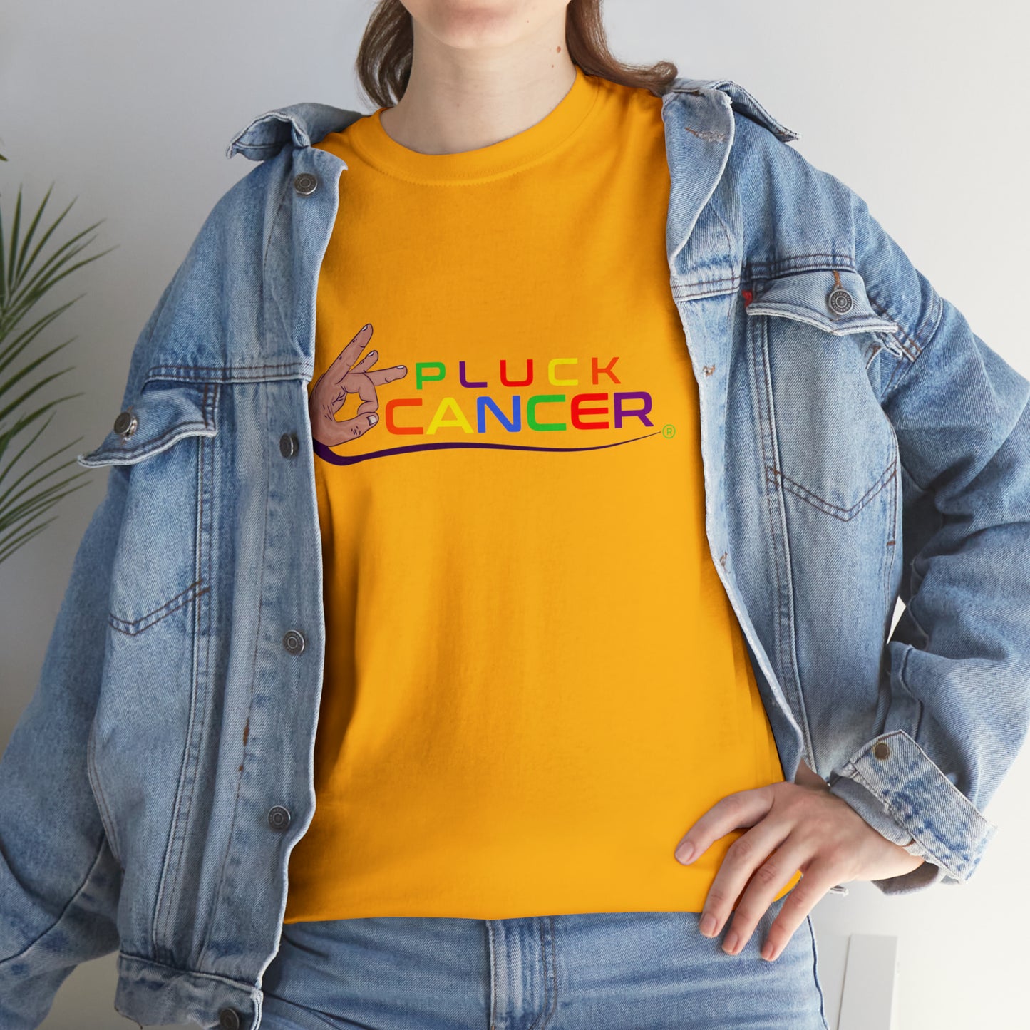 Pluck Cancer Women's Cotton T-Shirt - Gold