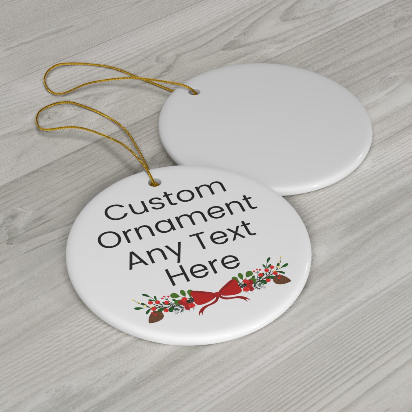 Customizable Christmas Themed Ceramic Ornament