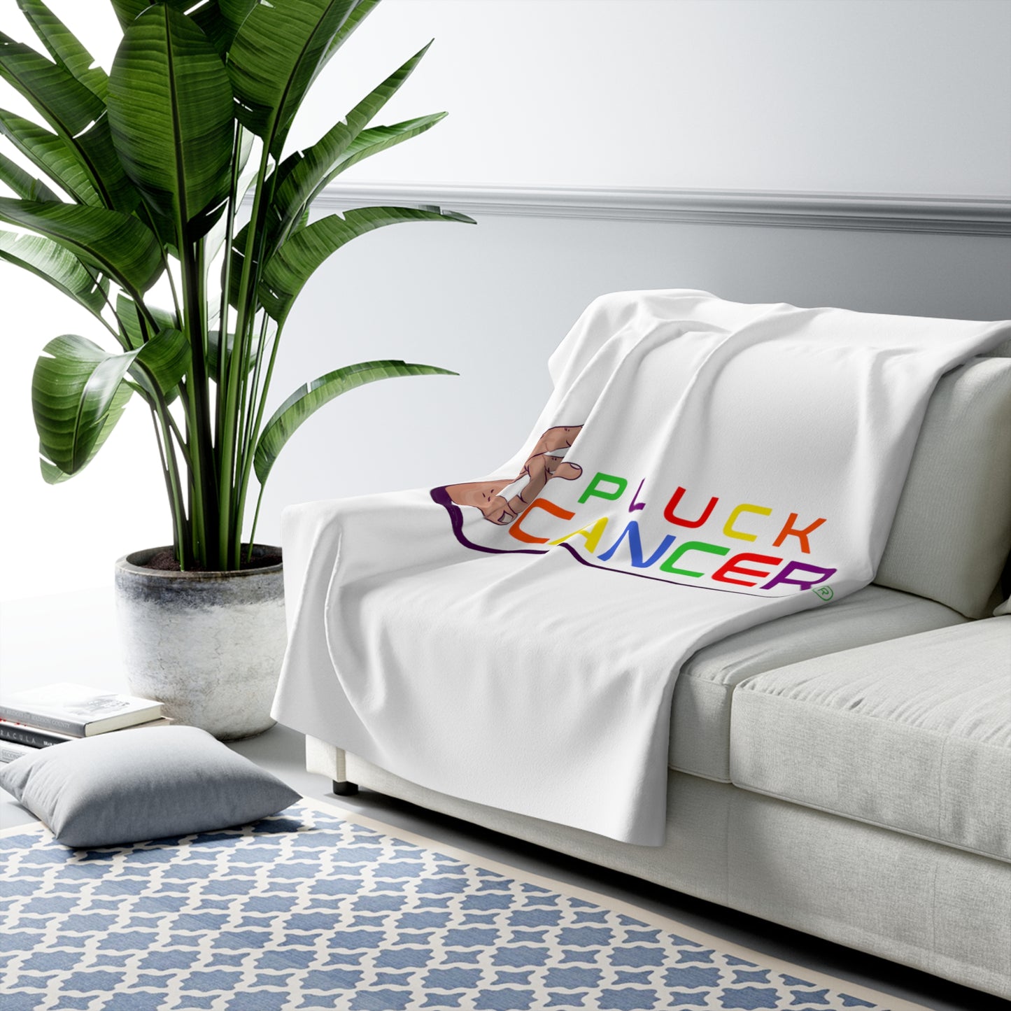 Sherpa Fleece Blanket-"PLUCK CANCER!"