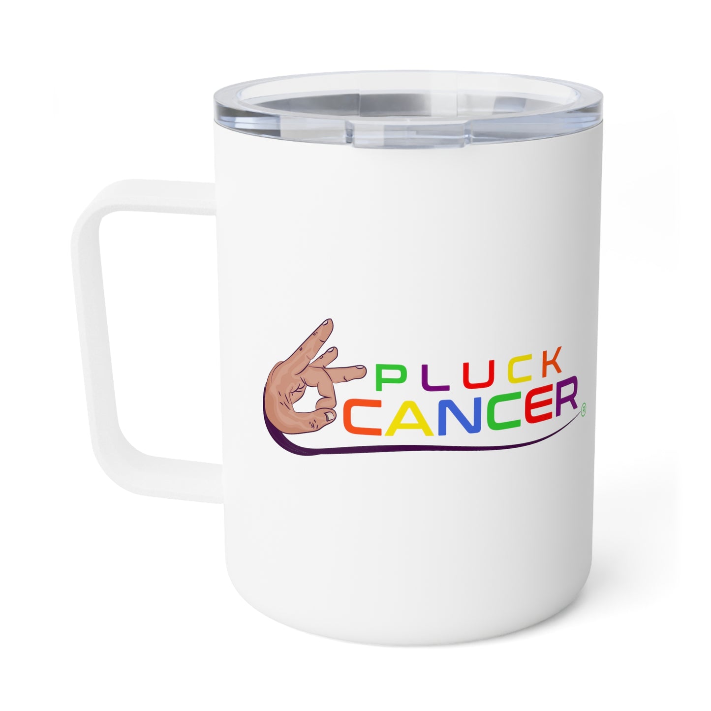 Insulated Coffee Mug, 10oz-"PLUCK CANCER!"