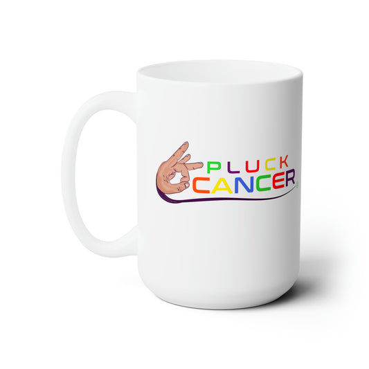 Show your support for cancer awareness with our PLUCK CANCER 15oz ceramic mug. Sip in style while making a statement. A portion of proceeds goes to cancer research. Get yours now!