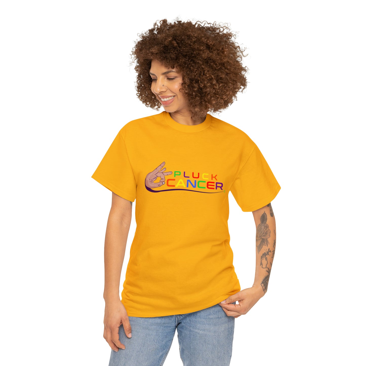 Pluck Cancer Women's Cotton T-Shirt - Gold