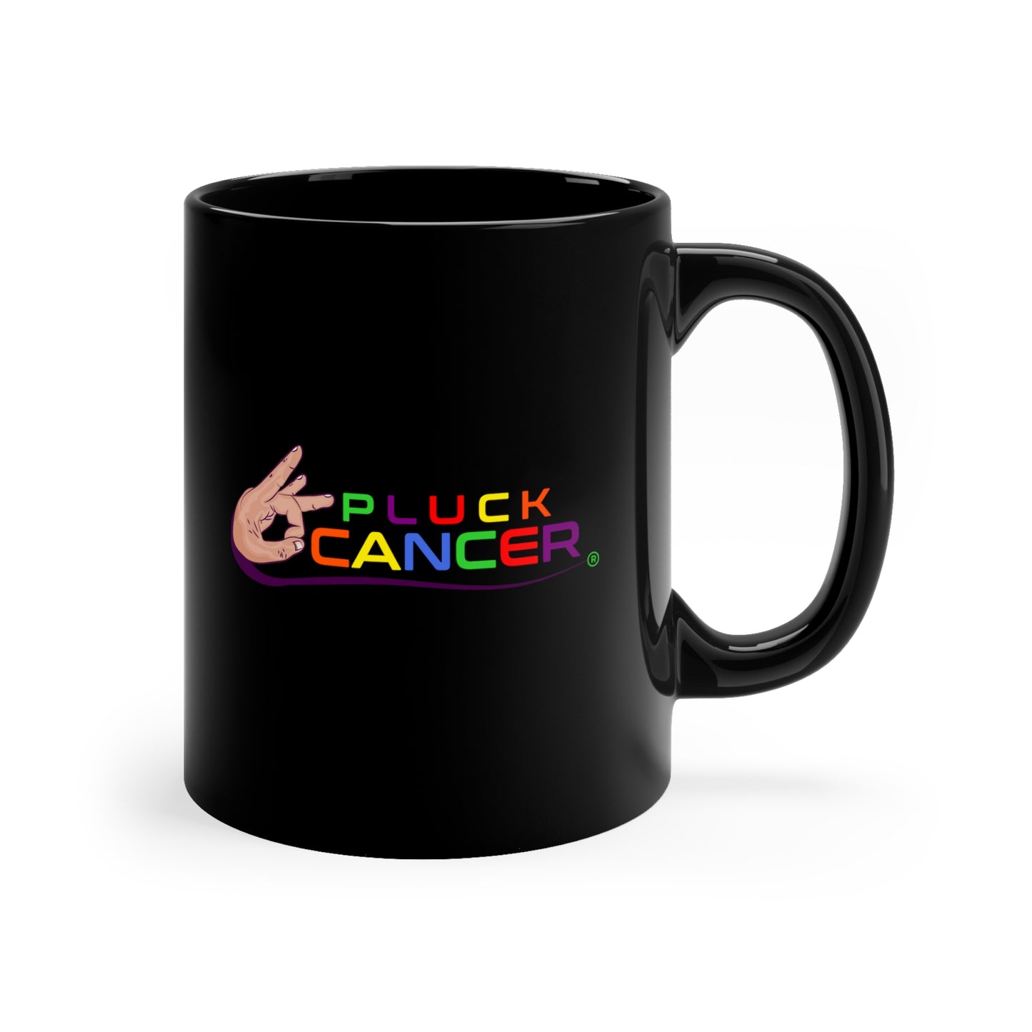 11oz Black Mug-"PLUCK CANCER!"