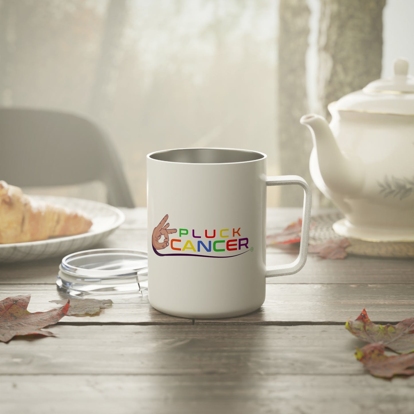 Insulated Coffee Mug, 10oz-"PLUCK CANCER!"