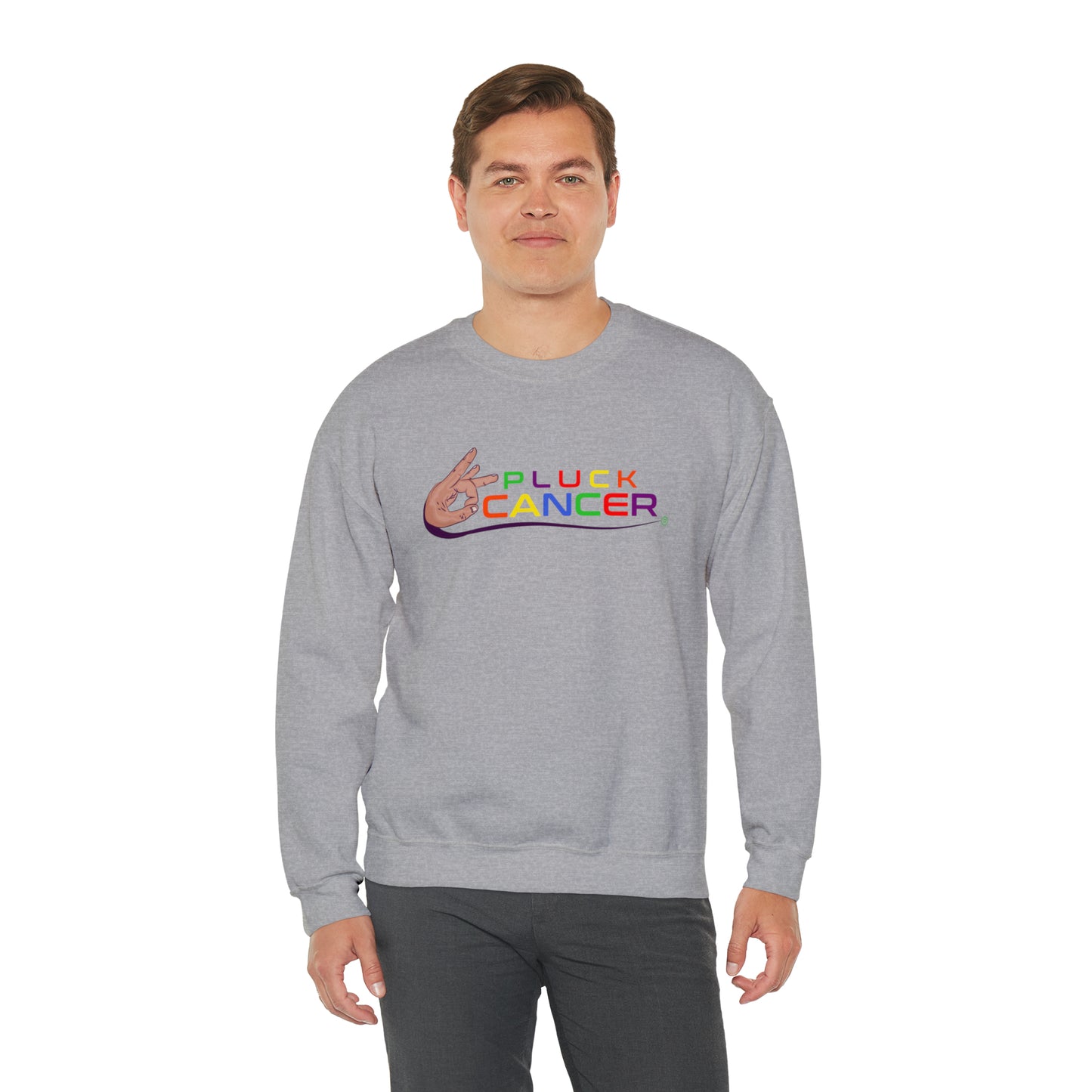 Pluck Cancer Men's Heavy Blend™ Crewneck Sweatshirt - Sport Grey