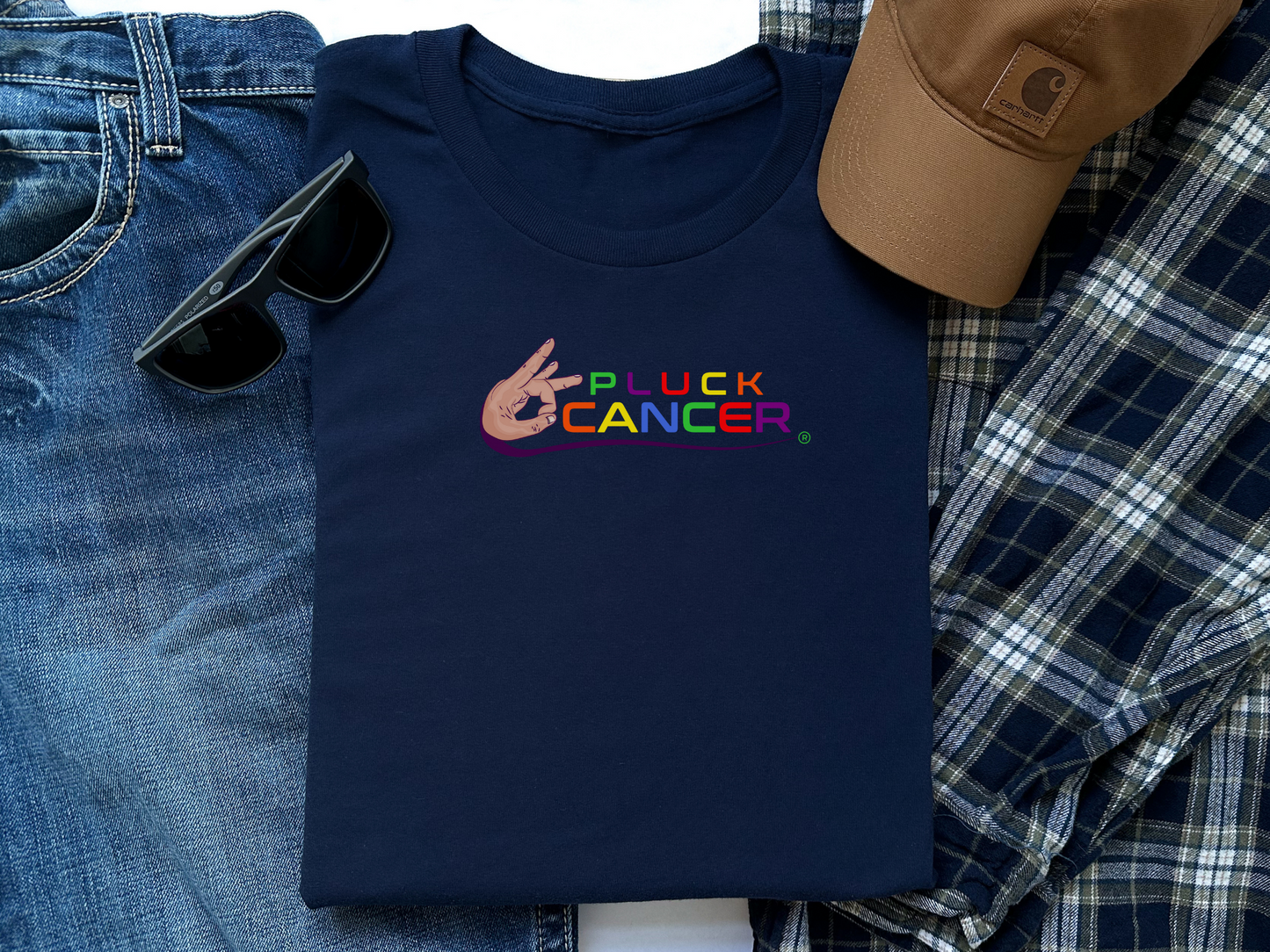Pluck Cancer Men's Cotton T-Shirt - Navy