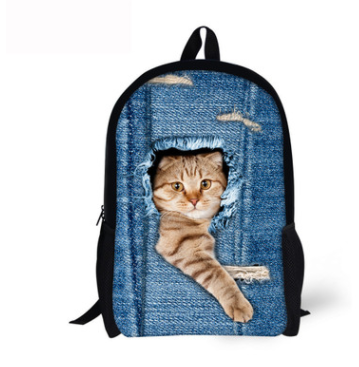 Dog or Cat Backpack Cute 3D Animal Denim Backpacks for Children school or travel