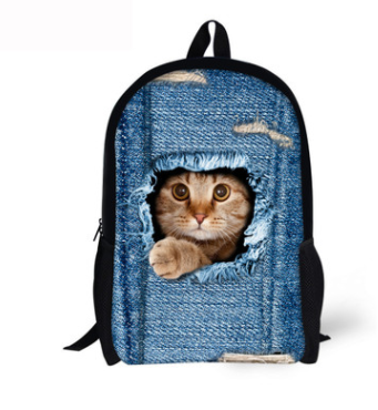 Dog or Cat Backpack Cute 3D Animal Denim Backpacks for Children school or travel