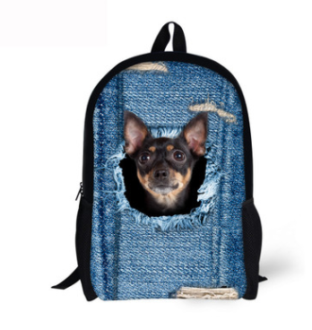 Dog or Cat Backpack Cute 3D Animal Denim Backpacks for Children school or travel