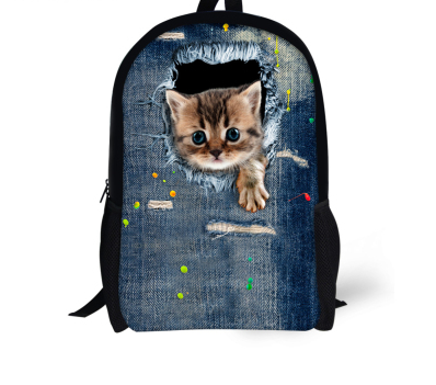 Dog or Cat Backpack Cute 3D Animal Denim Backpacks for Children school or travel