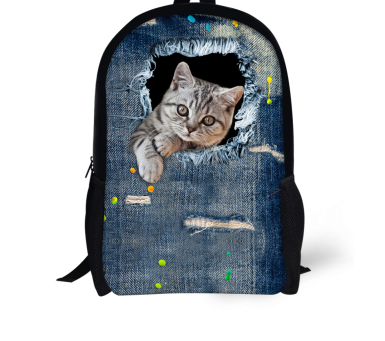 Dog or Cat Backpack Cute 3D Animal Denim Backpacks for Children school or travel