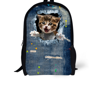 Dog or Cat Backpack Cute 3D Animal Denim Backpacks for Children school or travel