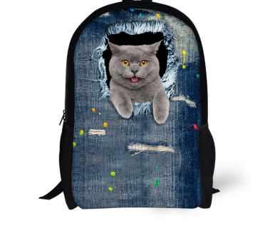 Dog or Cat Backpack Cute 3D Animal Denim Backpacks for Children school or travel