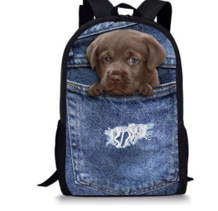 Dog or Cat Backpack Cute 3D Animal Denim Backpacks for Children school or travel