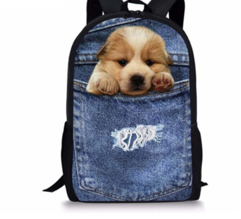 Dog or Cat Backpack Cute 3D Animal Denim Backpacks for Children school or travel