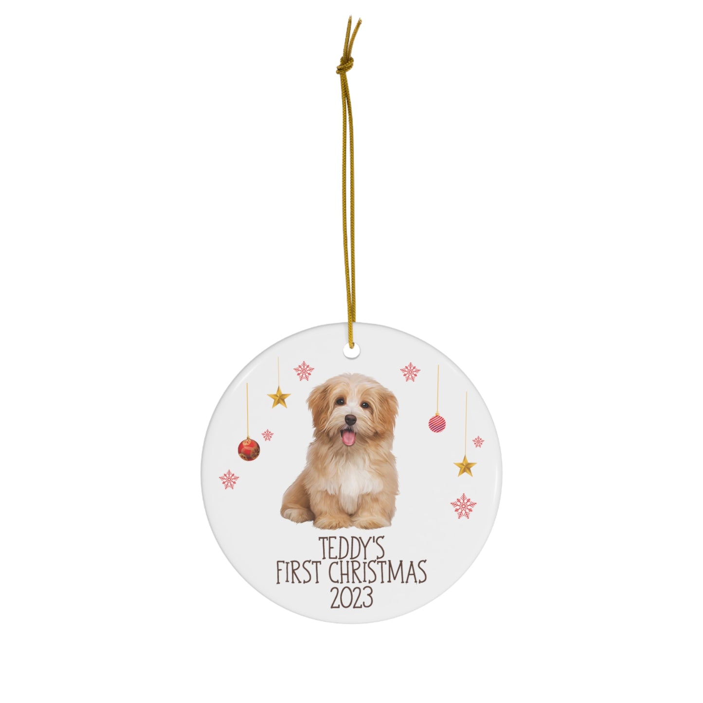 Customizable Teddy's First Christmas Ceramic Ornament