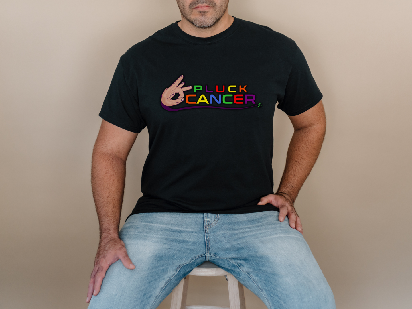 Pluck Cancer Men's Cotton T-Shirt - Black