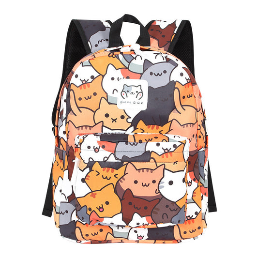 Cat Backyard Backpack School bag Cat Pattern Print