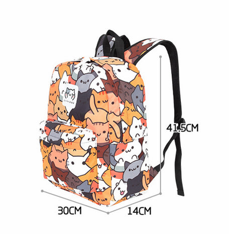 Cat Backyard Backpack School bag Cat Pattern Print