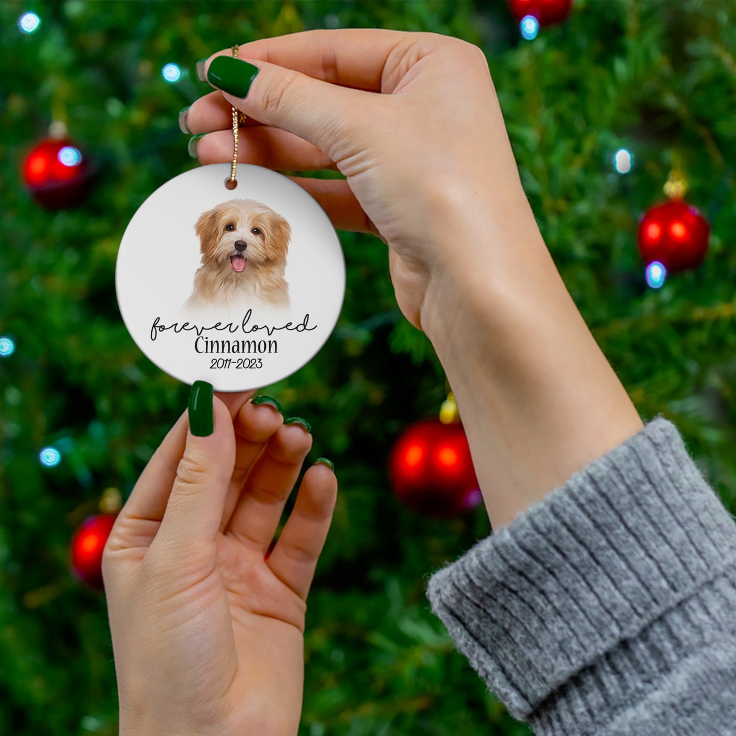 Customizable Pet Loved For Ever Ceramic Ornament