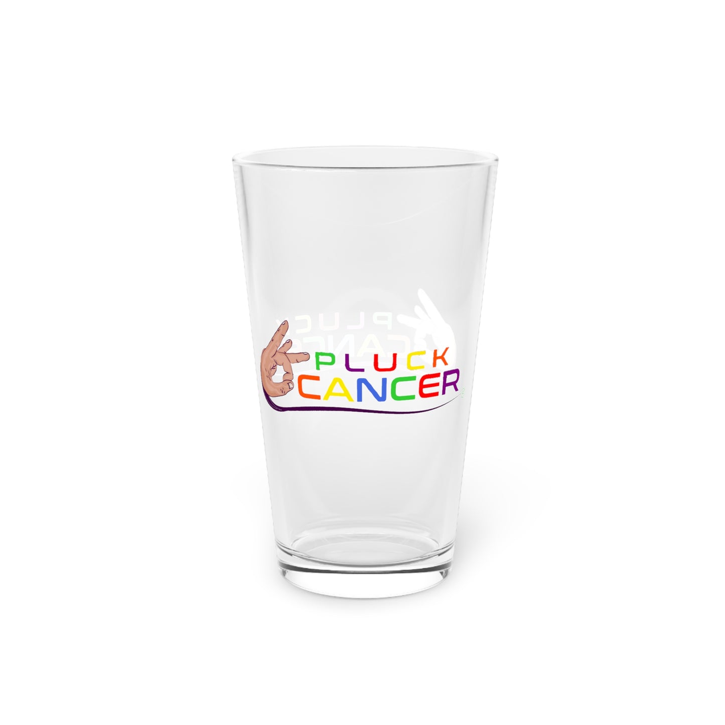 Pint Glass, 16oz-"PLUCK CANCER!"