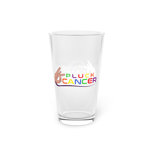 Pint Glass, 16oz-"PLUCK CANCER!"