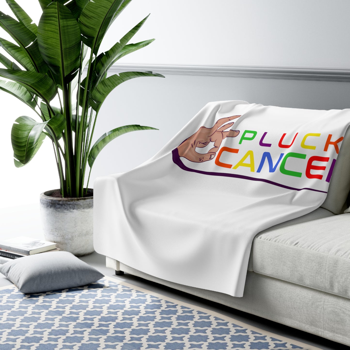 Sherpa Fleece Blanket-"PLUCK CANCER!"