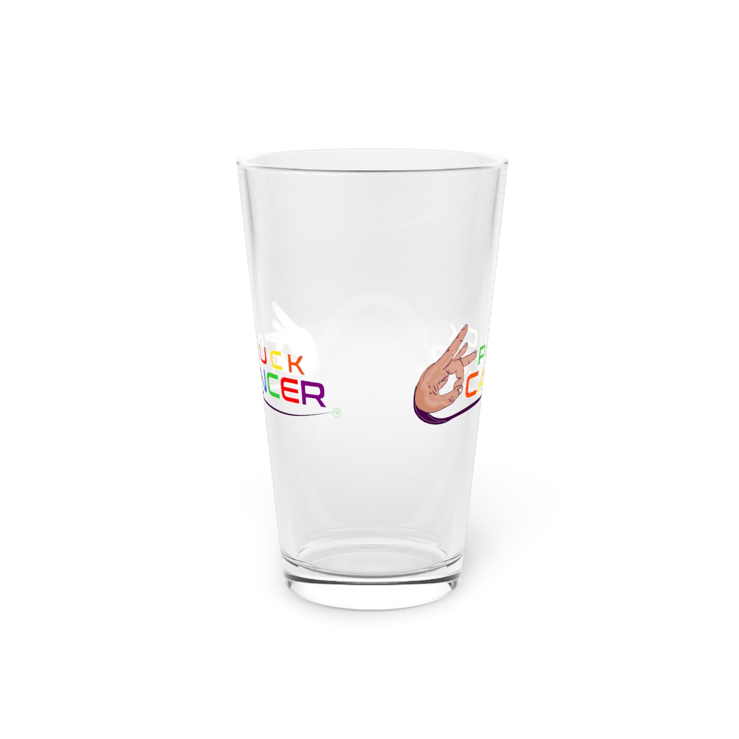 Pint Glass, 16oz-"PLUCK CANCER!"