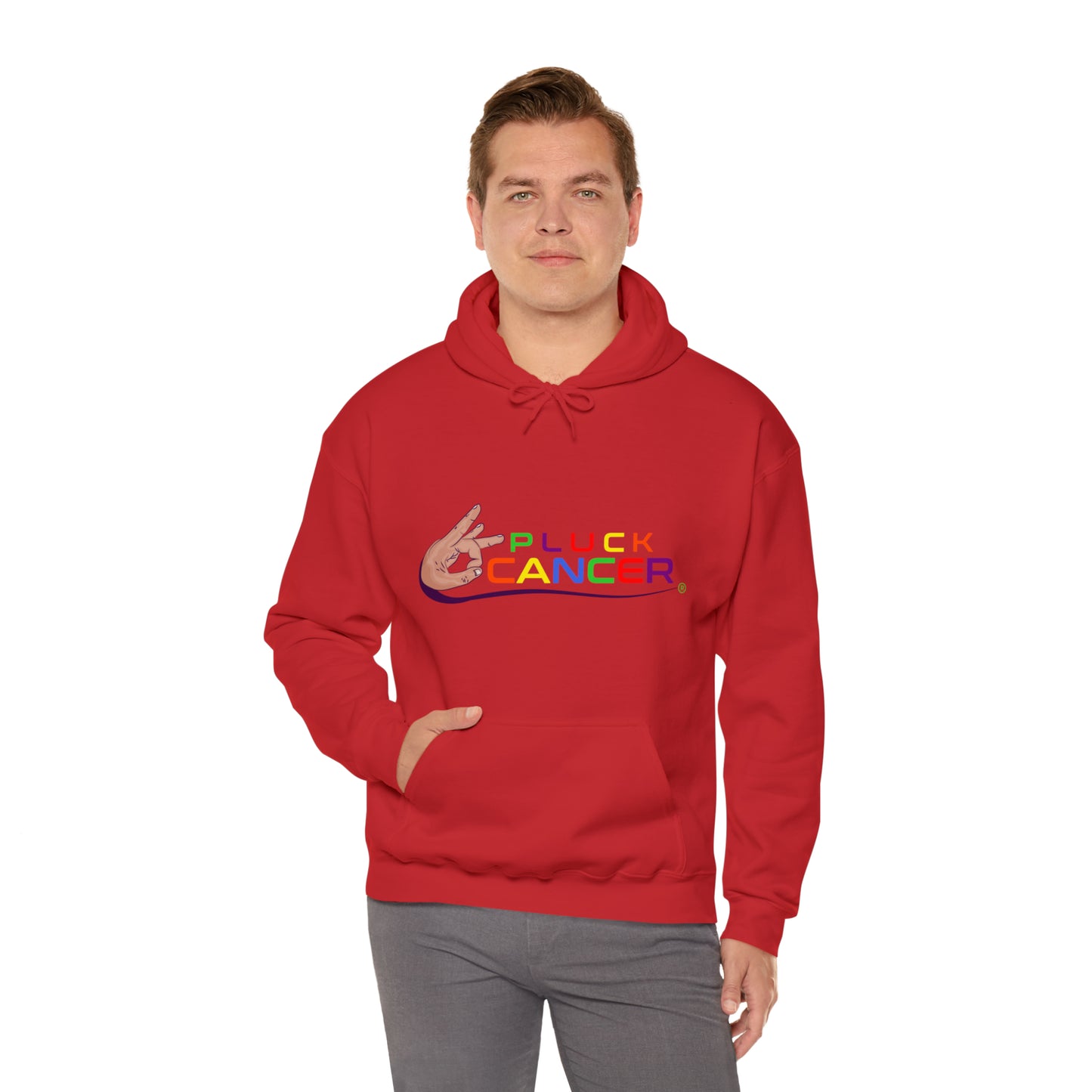 Pluck Cancer Men's Heavy Blend™ Hooded Sweatshirt - Red