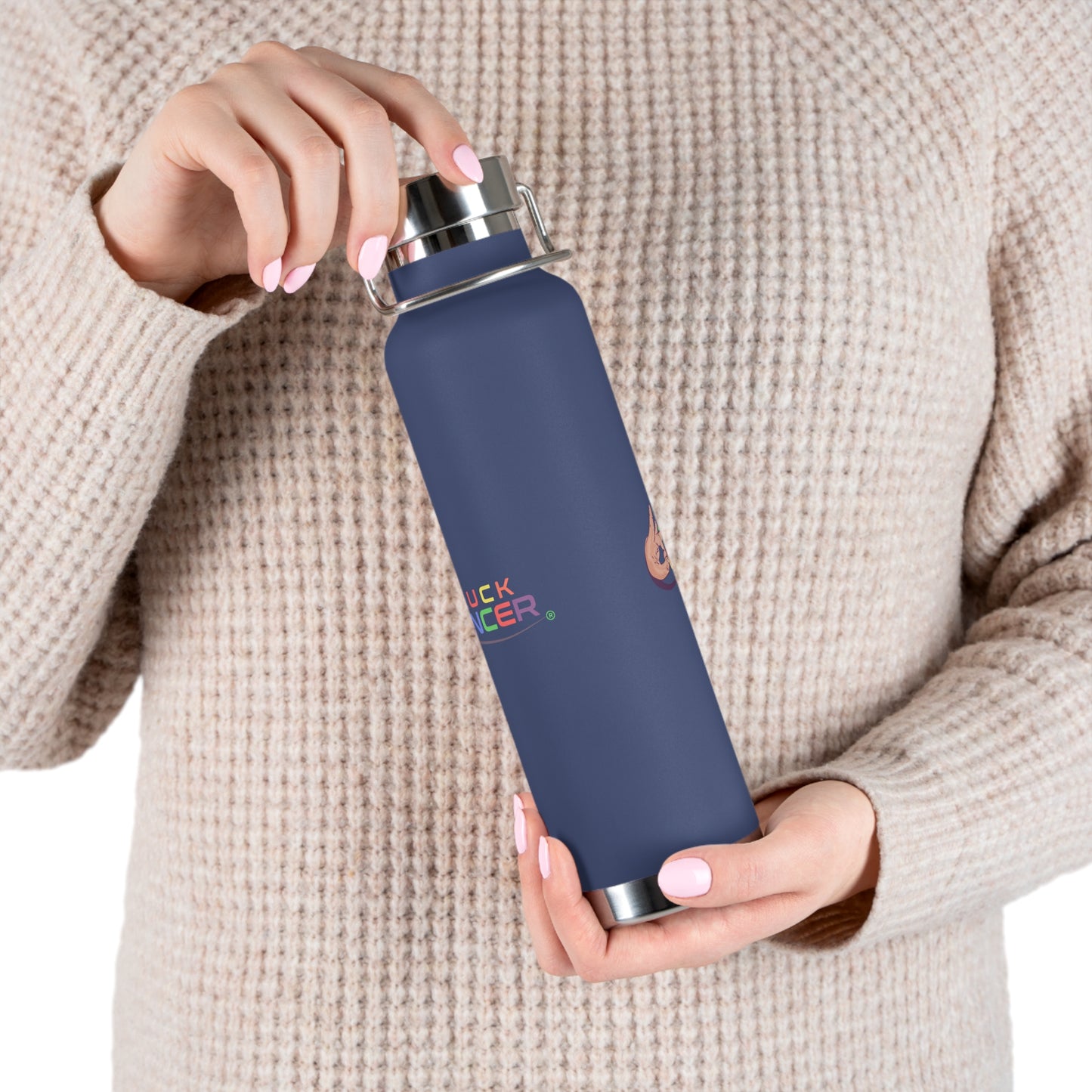 Copper Vacuum Insulated Bottle, 22oz-"PLUCK CANCER!"
