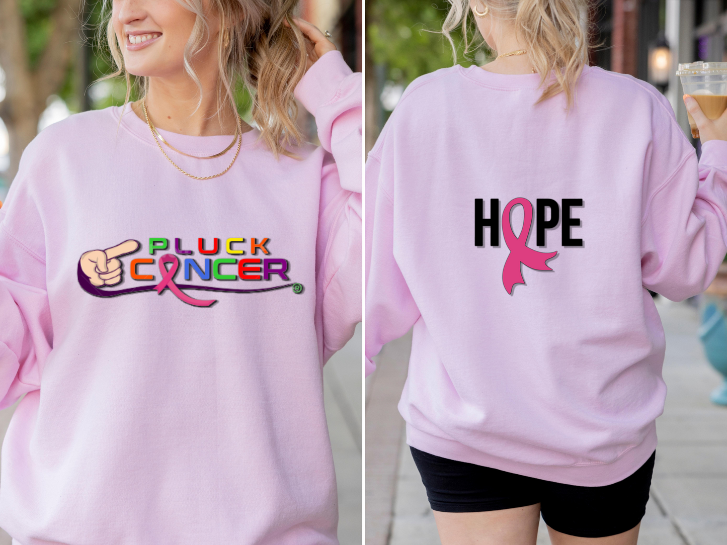 Pluck Cancer Women's Crewneck Sweatshirt - Light Pink