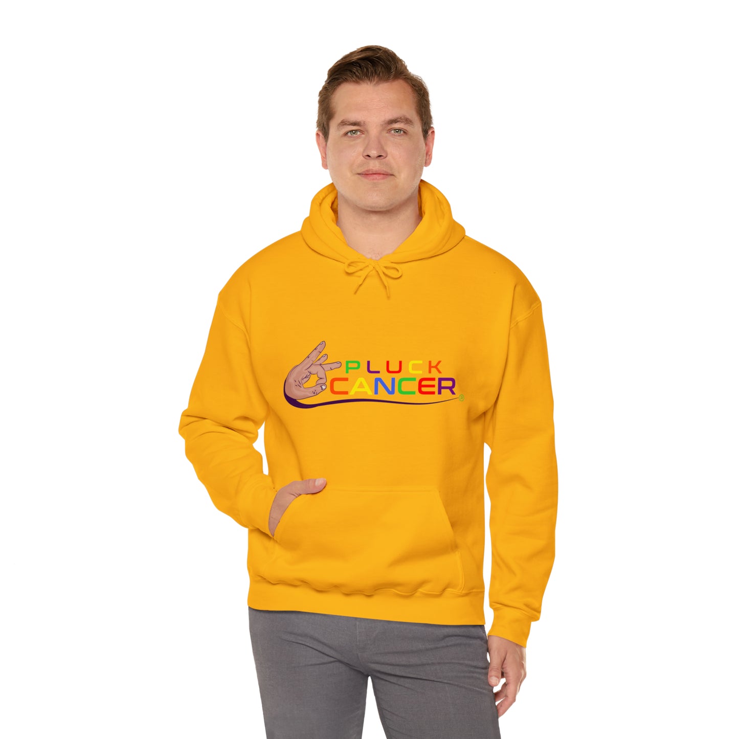 Pluck Cancer Men's Heavy Blend™ Hooded Sweatshirt - Gold