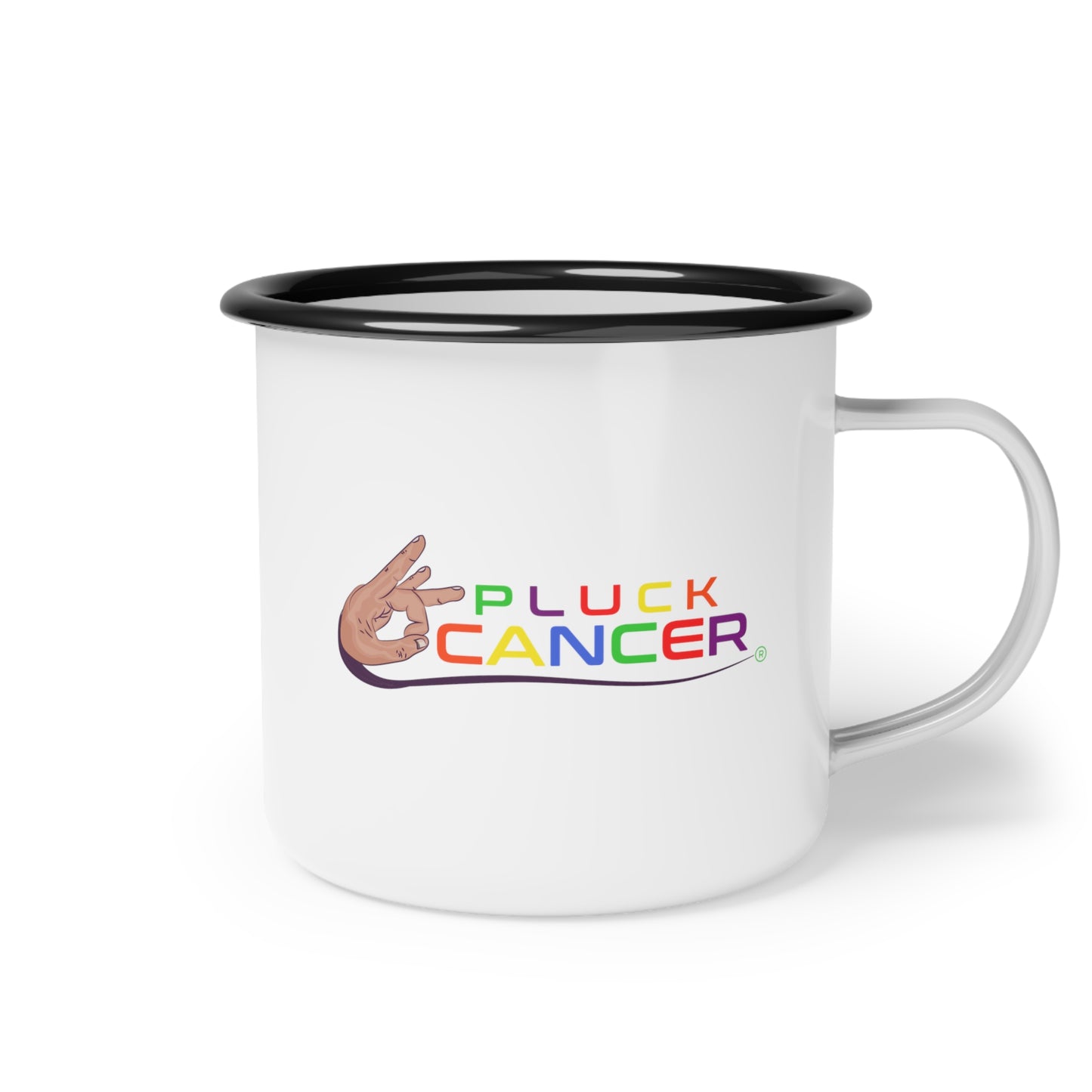 Enamel Camp Cup-"PLUCK CANCER"