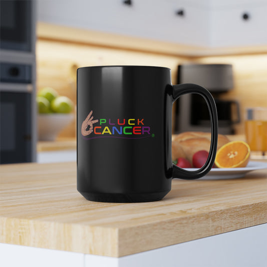 Show your support and raise awareness with our PLUCK CANCER 15oz Black Mug. A meaningful way to start your day with every sip. Get yours today and join the fight against cancer.