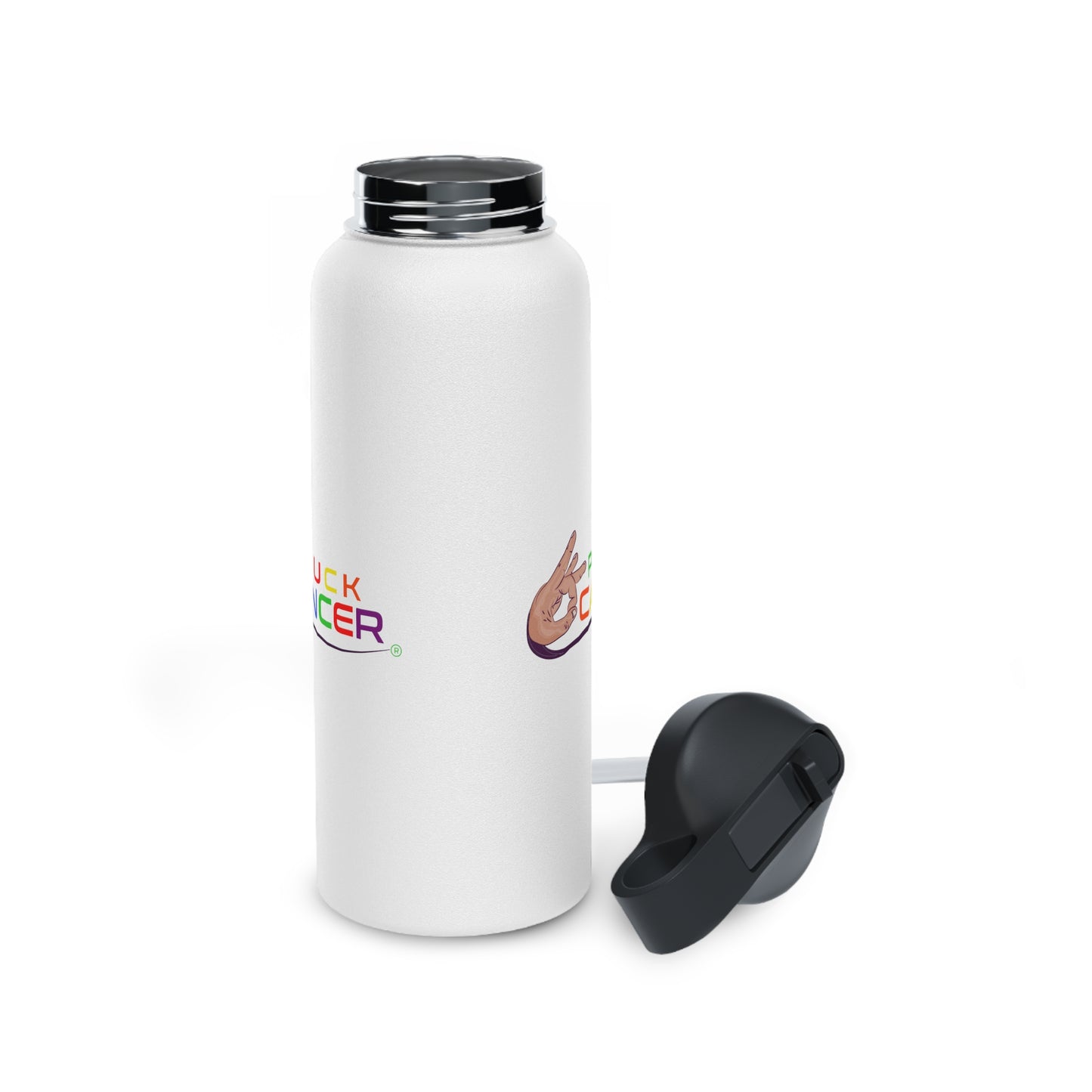 Stainless Steel Water Bottle, Standard Lid-"PLUCK CANCER!"