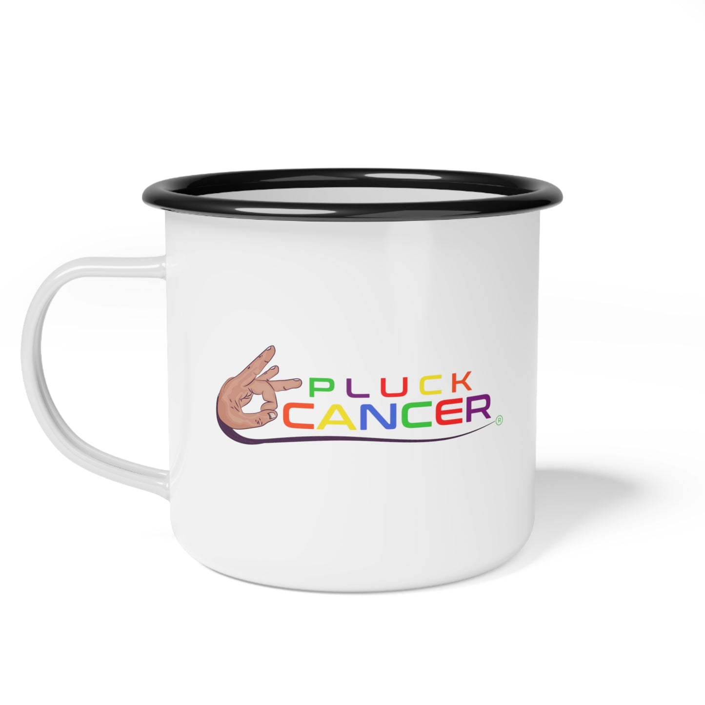 Enamel Camp Cup-"PLUCK CANCER"