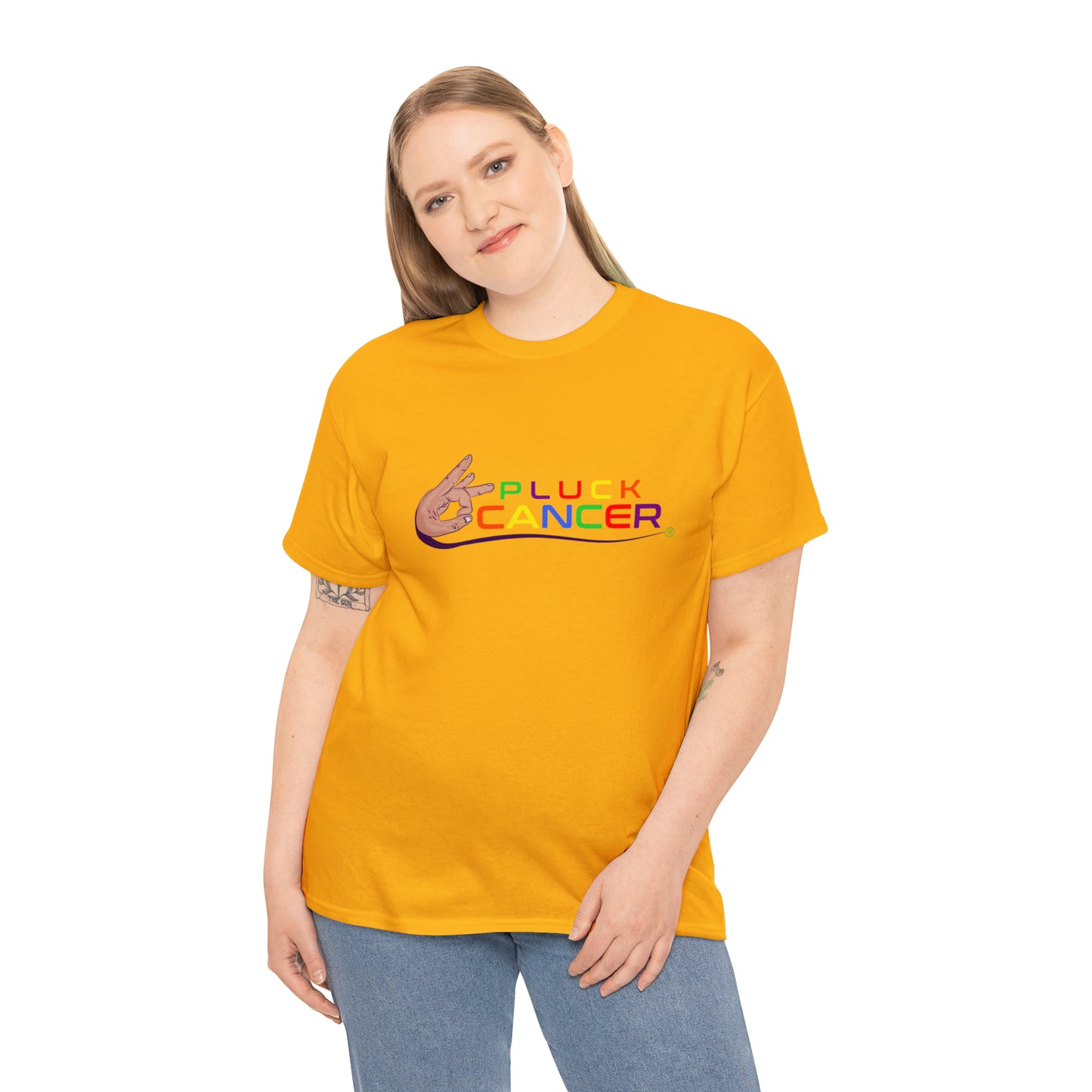Pluck Cancer Women's Cotton T-Shirt - Gold