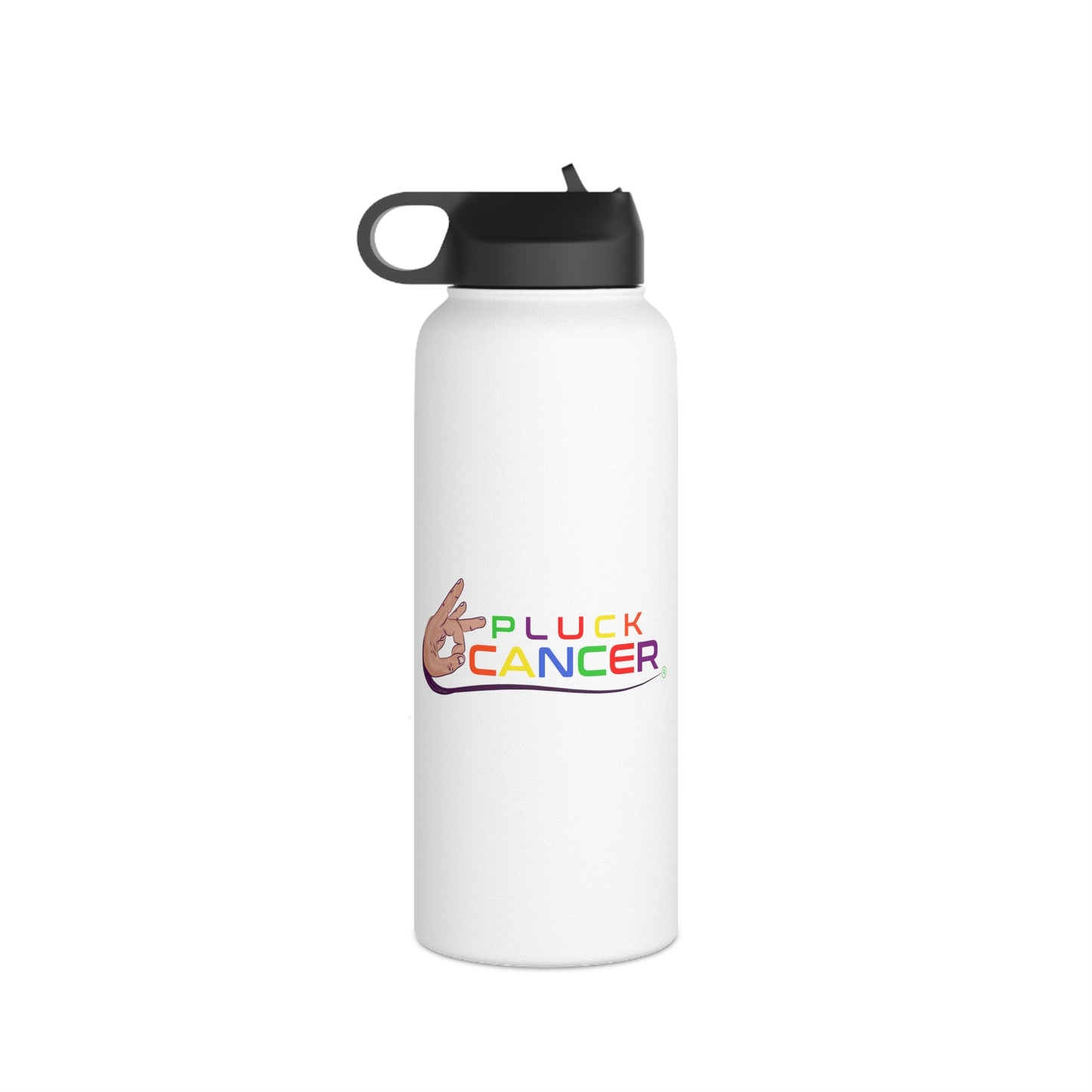 Stainless Steel Water Bottle, Standard Lid-"PLUCK CANCER!"