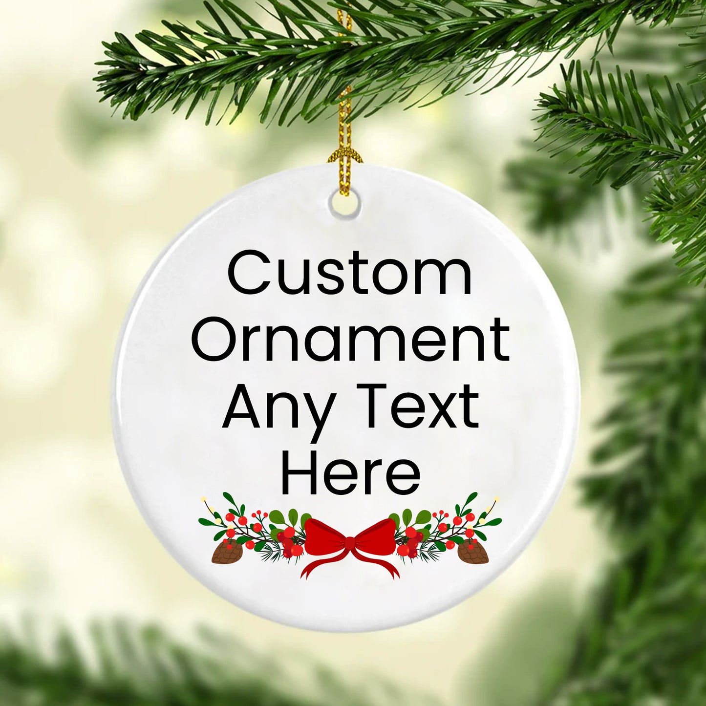 Customizable Christmas Themed Ceramic Ornament