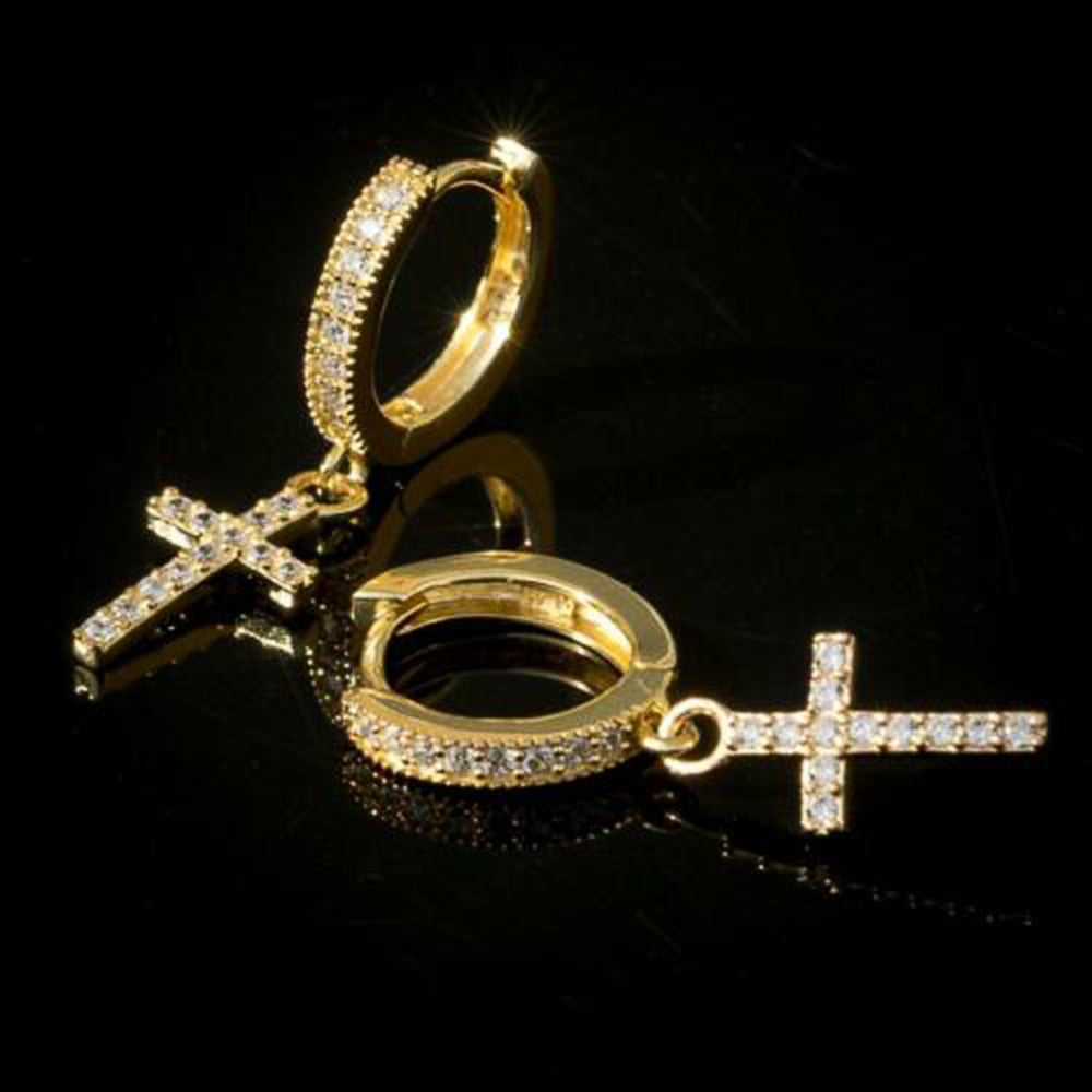 Huitan Stylish Arrow Cross-shape Drop Earrings for Women/Men Dazzling Crystal Zirconia Hiphop Party Female/Male Fashion Earrings