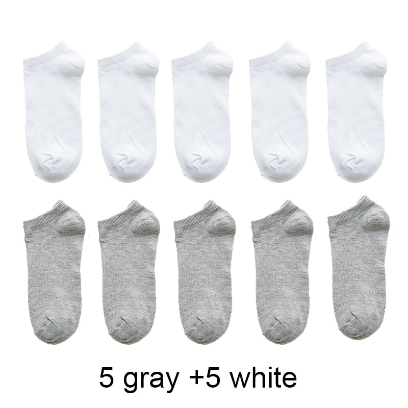 Wholesale 10 Pair Unisex Women and Men Socks Breathable Sports socks Solid Color Boat socks Comfortable Cotton Ankle Socks White