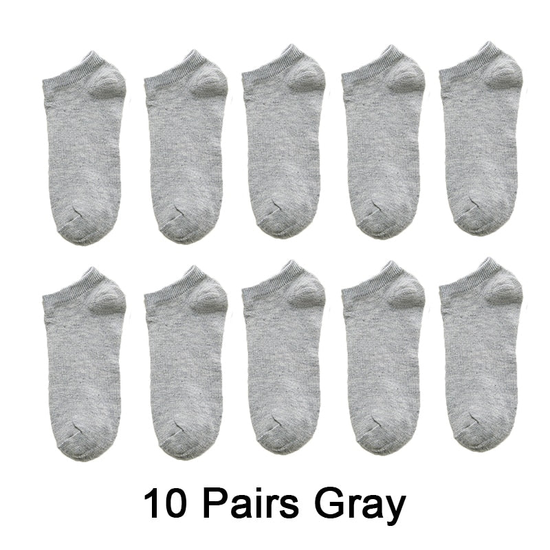 Wholesale 10 Pair Unisex Women and Men Socks Breathable Sports socks Solid Color Boat socks Comfortable Cotton Ankle Socks White