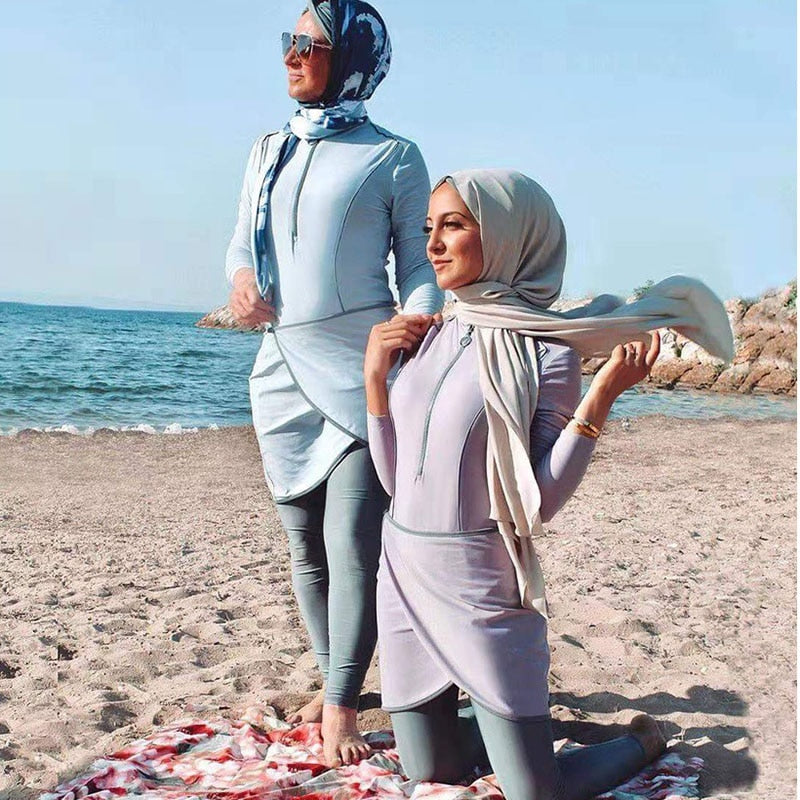 Modest Long Sleeve Muslim Burkini Swimwear with Hijab for Women