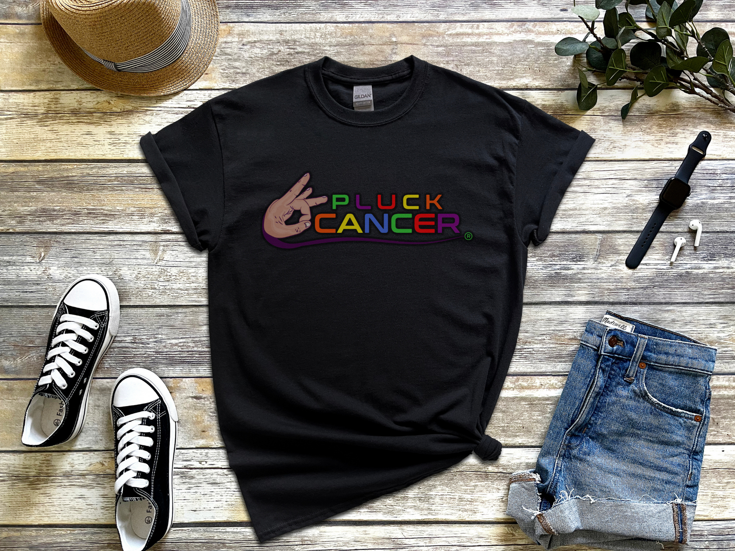 Pluck Cancer Women's Cotton T-Shirt - Black