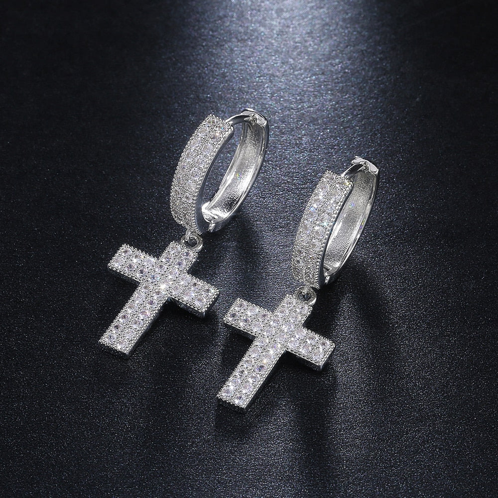 Huitan Stylish Arrow Cross-shape Drop Earrings for Women/Men Dazzling Crystal Zirconia Hiphop Party Female/Male Fashion Earrings