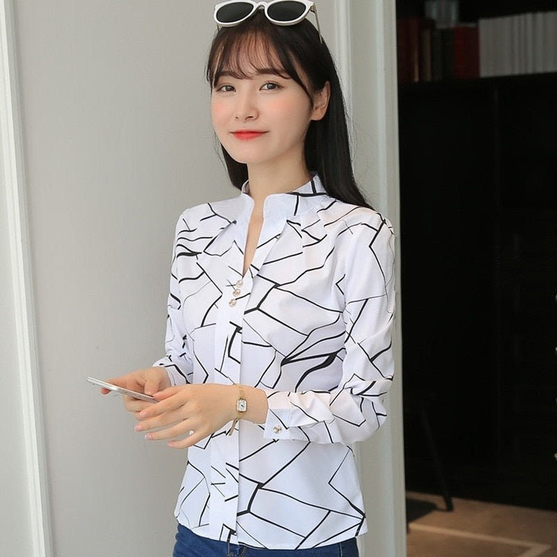 Women's Blouse Fashion Stripe Print Casual Long Sleeve
