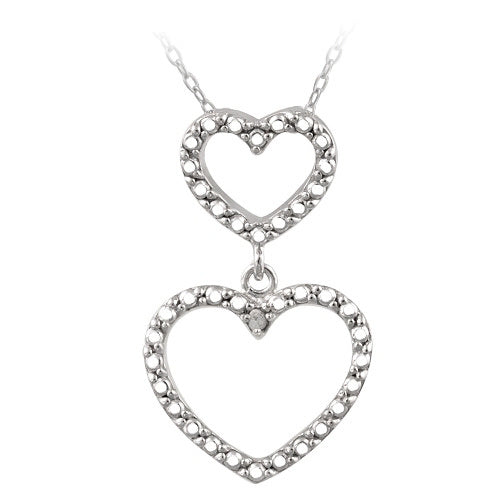 Sterling Silver Diamond Accent Graduating Open Hearts Necklace