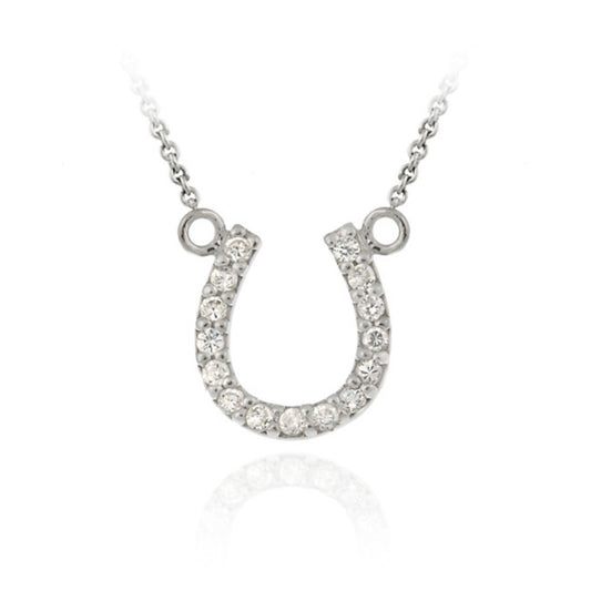 Sterling Silver Designer-Inspired CZ Horseshoe Necklace