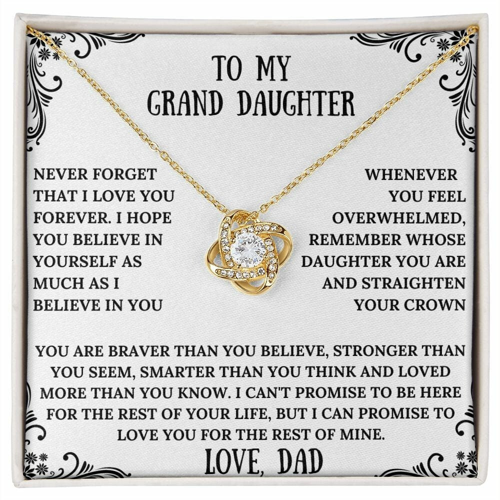 Love Knot Necklace To My Grand Daughter | Birthday Gift | Grand Daughters Gift | Grand Daughter Pendant Necklace | Necklace For Her