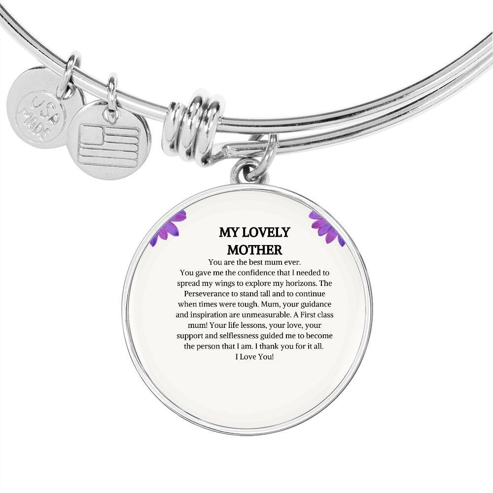 Personalized Mum Circle Bangle / Bracelet | Mother's Day Gift With Lovely Message | To Mum From Son / Daughter | Love Gifts For Mum / Women